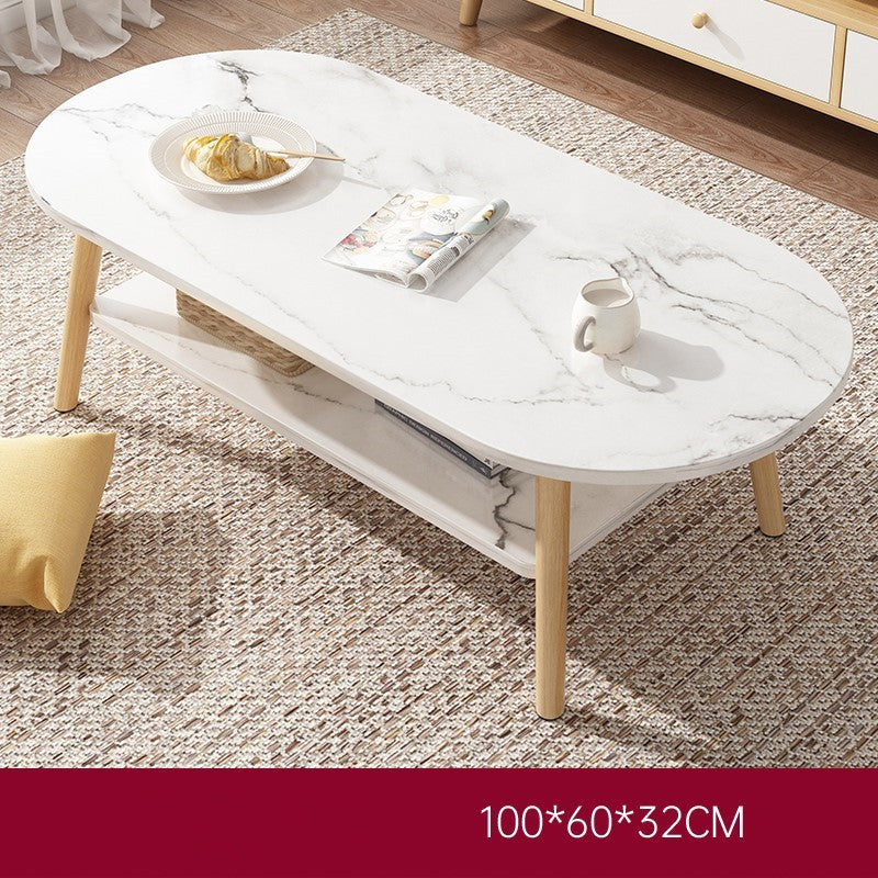 Double-Decked Oval Shaped Coffee Table - Marble / Single Furniture - Furniture - Grandior Homes