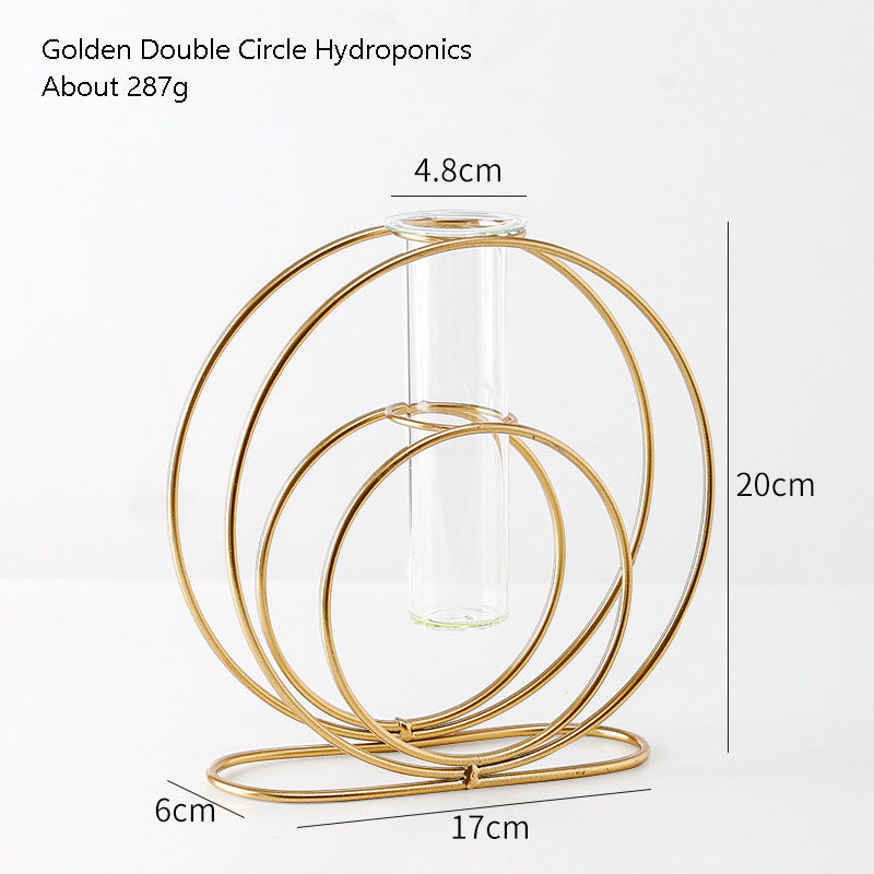 Artistic Geometry Hydroponic Vase - Double round single tube Decoration - Decoration - Grandior Homes