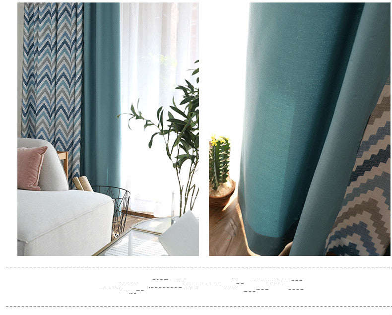 Elegant Patterned Curtain - Blue solid color / Loose Decoration - Decoration - Grandior Homes