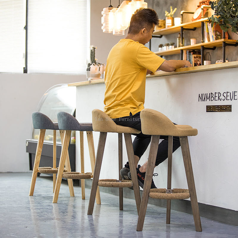 Modern Nordic Solid Wood Bar Chair - Furniture - Furniture - Grandior Homes
