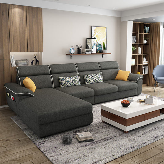 Chic Modern Fabric Corner Sofa - Dark Coffee luxury / 2.18M Furniture - Furniture - Grandior Homes