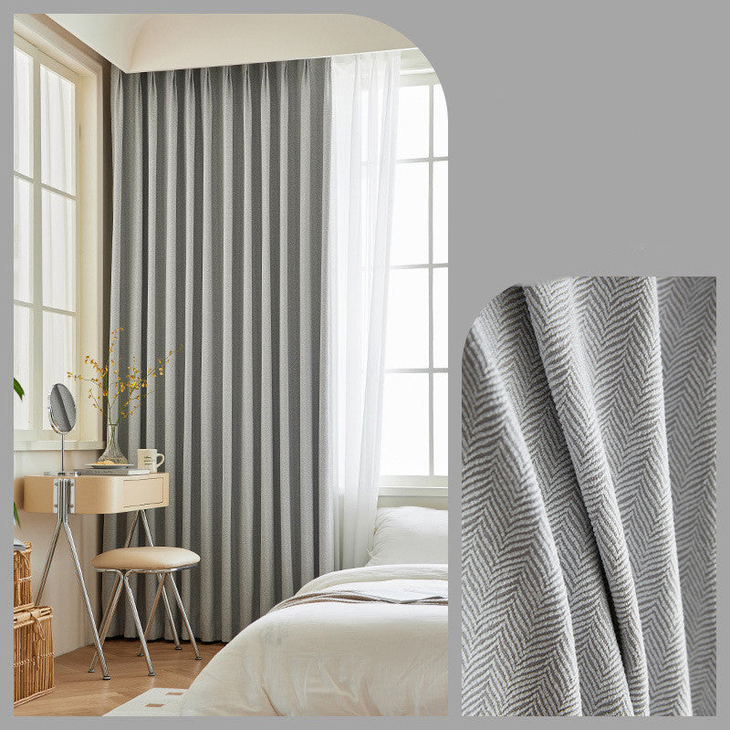 Chic Herringbone Pattern Blackout Curtains - Light Grey / Hole Punch / 1M 1PCS Furniture - Furniture - Grandior Homes