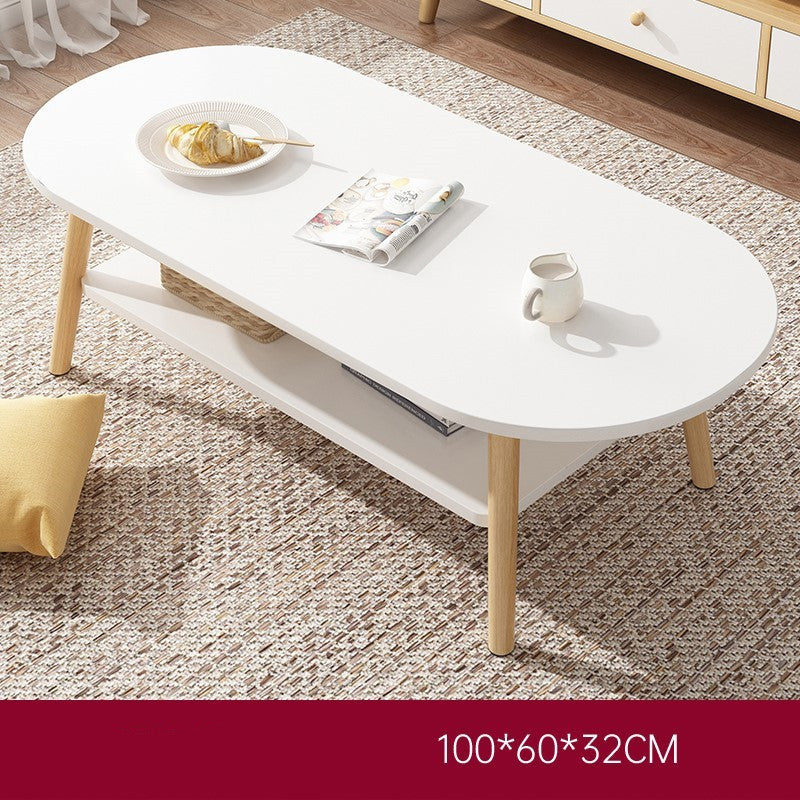 Double-Decked Oval Shaped Coffee Table - Warm white / Single Furniture - Furniture - Grandior Homes