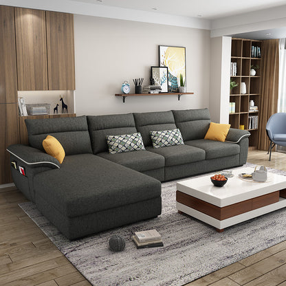 Chic Modern Fabric Corner Sofa - Dark coffee comfortable / 2.18M Furniture - Furniture - Grandior Homes