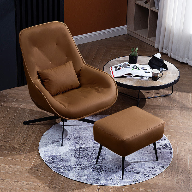 Compact Lazy Sofa Chair - Brown plus pedals Furniture - Furniture - Grandior Homes