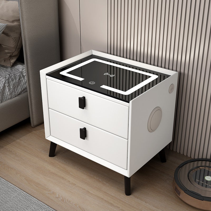SmartSerenity Nightstand - Rice white and black feet / With Bluetooth / EU Furniture - Furniture - Grandior Homes