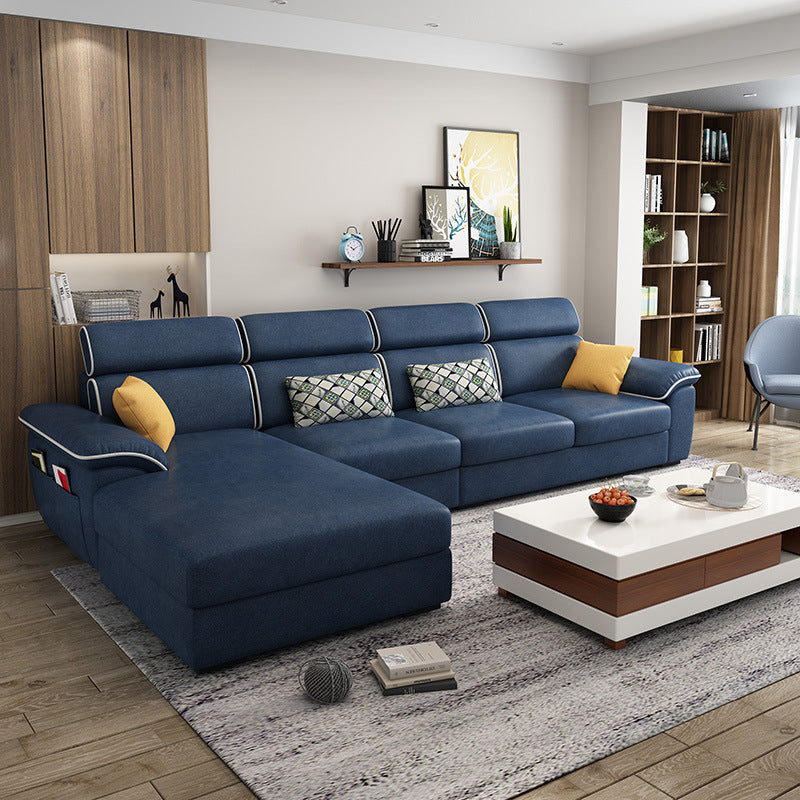 Chic Modern Fabric Corner Sofa - Technical cloth royal blue / 2.18M Furniture - Furniture - Grandior Homes