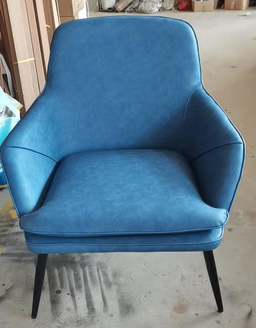 Sleek Leather Leisure Sofa Chair - Blue nappa leather Furniture - Furniture - Grandior Homes