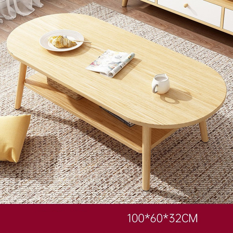 Double-Decked Oval Shaped Coffee Table - Oak / Single Furniture - Furniture - Grandior Homes