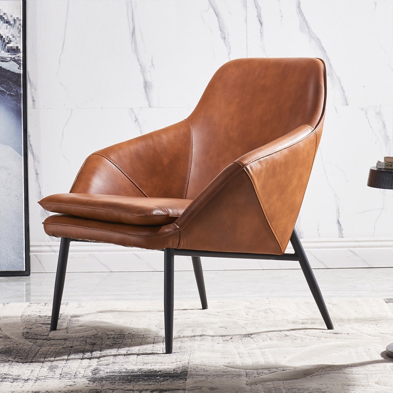Sleek Leather Leisure Sofa Chair - Dark brown Furniture - Furniture - Grandior Homes