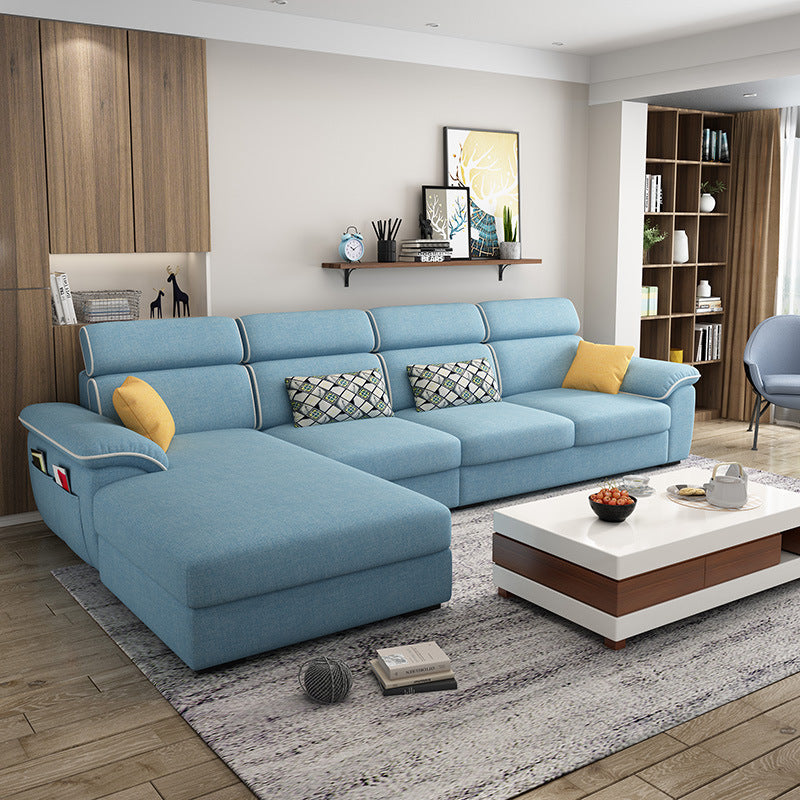 Chic Modern Fabric Corner Sofa - Light Blue luxury / 2.18M Furniture - Furniture - Grandior Homes
