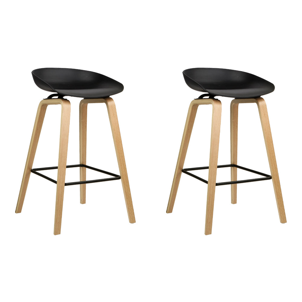 Stylish Nordic Solid Wood High Stool - Black 2PCS / Height Of The Seat 75CM Furniture - Furniture - Grandior Homes