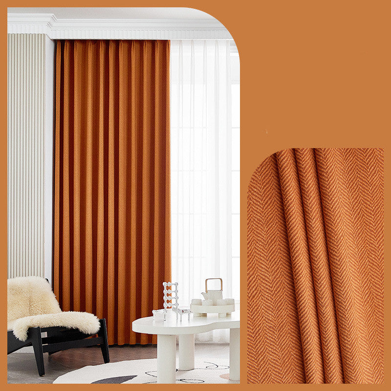 Chic Herringbone Pattern Blackout Curtains - Orange / Hole Punch / 1M 1PCS Furniture - Furniture - Grandior Homes