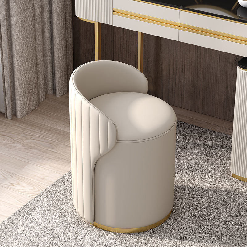 Artistic Leather Shoe Changing Seat - White Furniture - Furniture - Grandior Homes