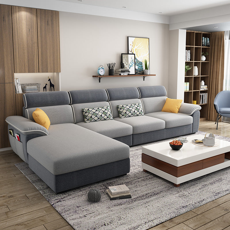 Chic Modern Fabric Corner Sofa - Dark Grey Light Grey / 2.18M Furniture - Furniture - Grandior Homes