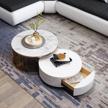 Contemporary Round Marble Coffee Table - Furniture - Furniture - Grandior Homes