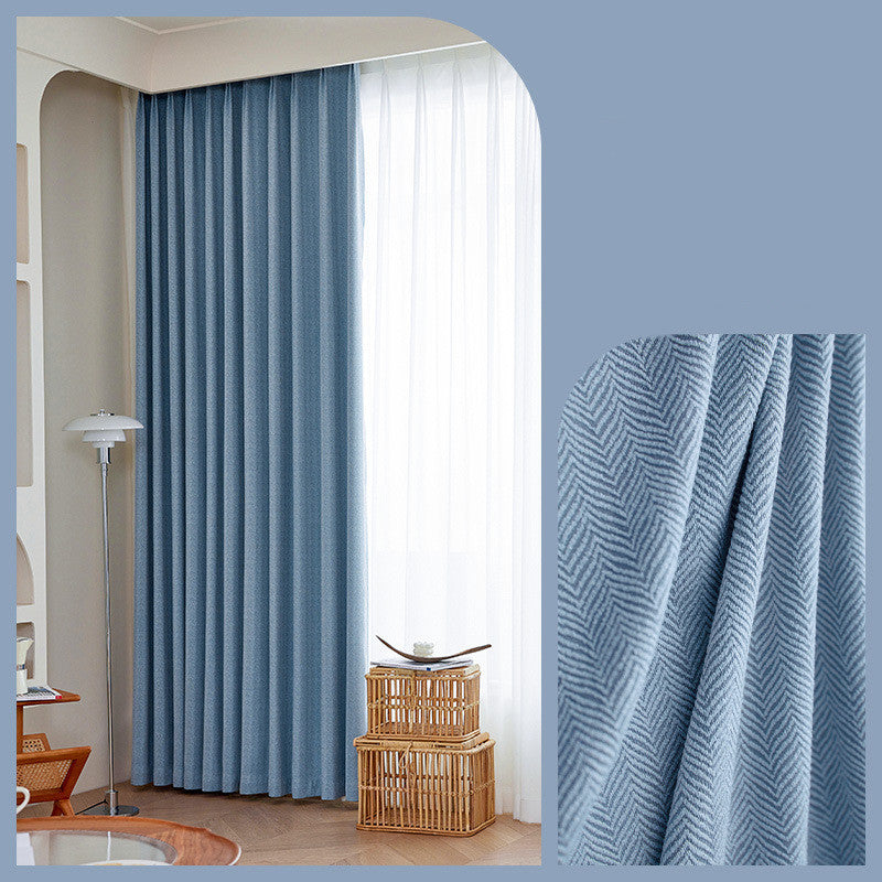 Chic Herringbone Pattern Blackout Curtains - Sky Blue / Hole Punch / 1M 1PCS Furniture - Furniture - Grandior Homes
