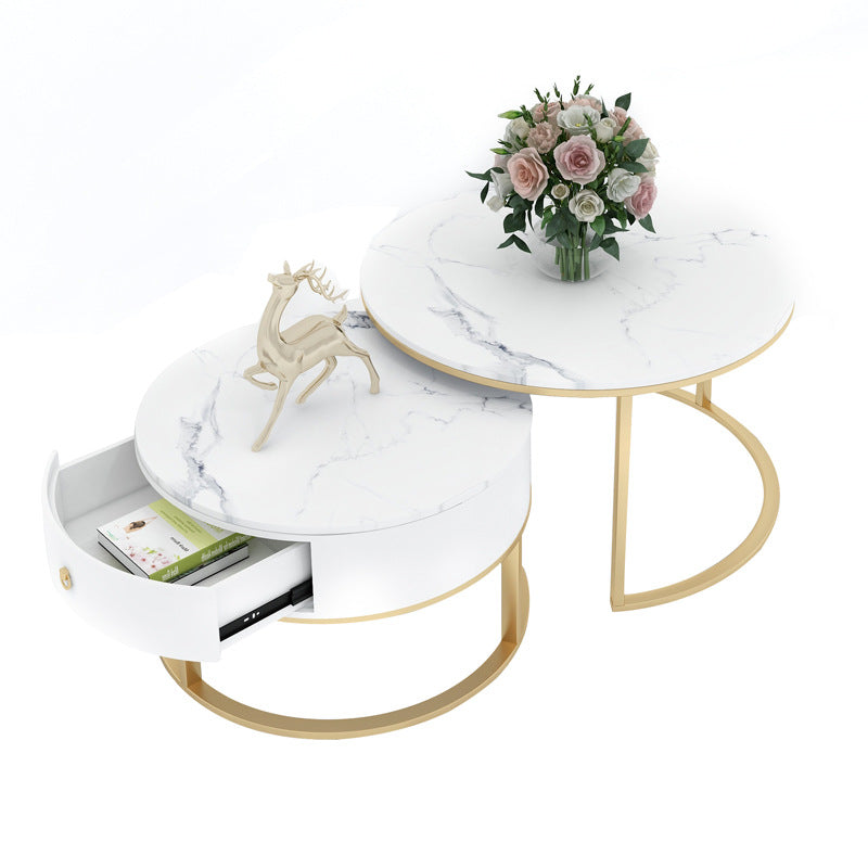 Modern Minimalist Slate Round Coffee Table Combination - Furniture - Furniture - Grandior Homes