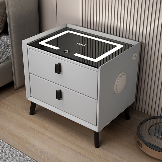 SmartSerenity Nightstand - Light grey and black feet / With Bluetooth / EU Furniture - Furniture - Grandior Homes