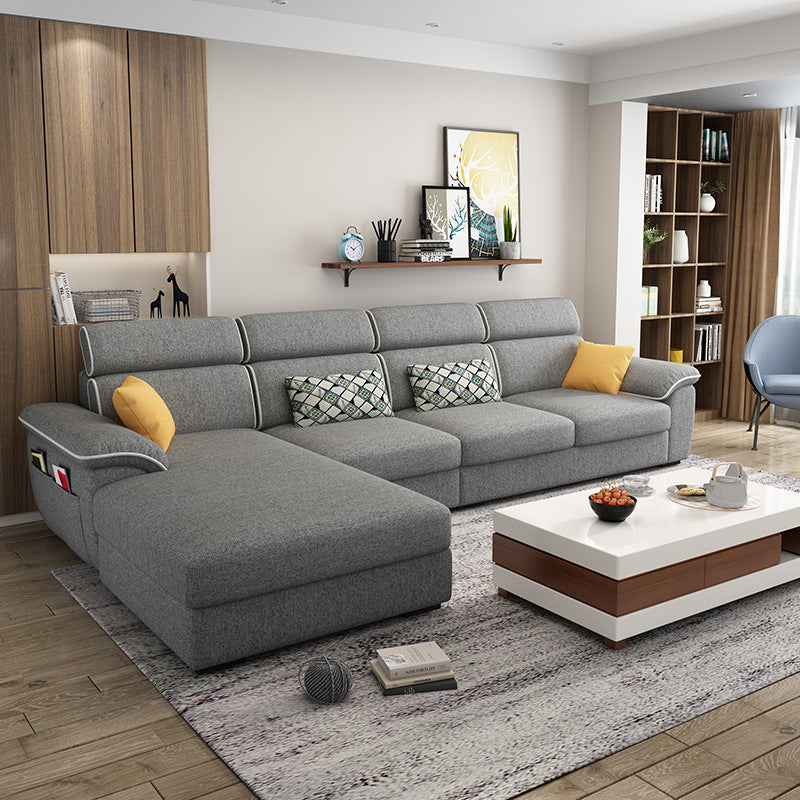 Chic Modern Fabric Corner Sofa - Light Grey luxury / 2.18M Furniture - Furniture - Grandior Homes
